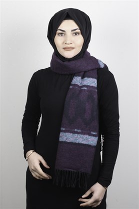 Geniş Omuz Şalı 5220-53 Mor