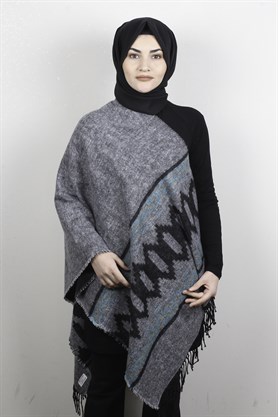 Geniş Omuz Şalı 5220-55 Gri