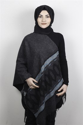 Geniş Omuz Şalı 5220-56 Antrasit