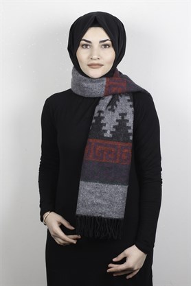 Geniş Omuz Şalı 5220-58 Füme 