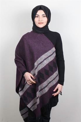 Geniş Omuz Şalı 5220-59 Mor