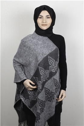 Geniş Omuz Şalı 5220-61 Gri