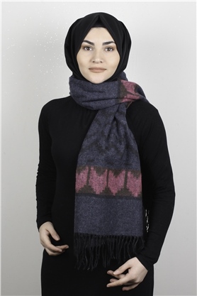 Geniş Omuz Şalı 5220-62 Mavi