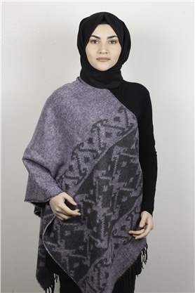 Geniş Omuz Şalı 5220-63 Lila