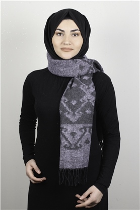 Geniş Omuz Şalı 5220-63 Lila