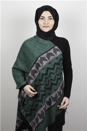 Geniş Omuz Şalı 5220-64 Yeşil
