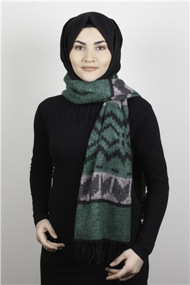 Geniş Omuz Şalı 5220-64 Yeşil