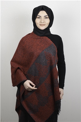 Geniş Omuz Şalı 5220-67 Kırmızı