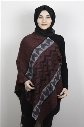 Geniş Omuz Şalı 5220-71 Bordo