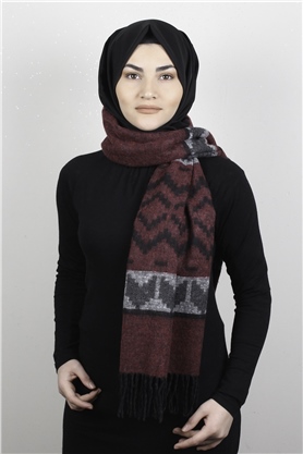 Geniş Omuz Şalı 5220-71 Bordo