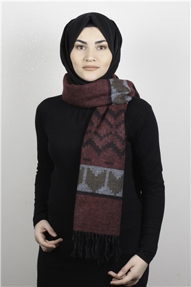 Geniş Omuz Şalı 5220-73 Bordo