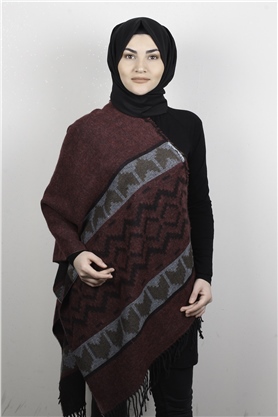 Geniş Omuz Şalı 5220-73 Bordo