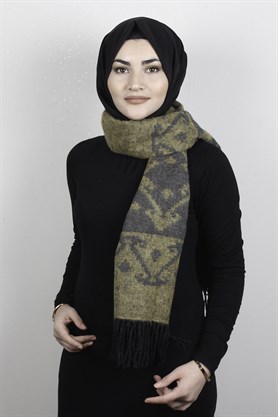 Geniş Omuz Şalı 5220-81 Sarı