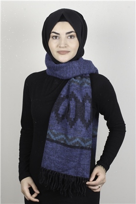 Geniş Omuz Şalı 5220-89 Mavi