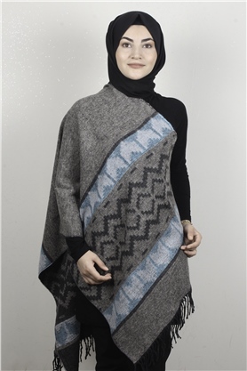 Geniş Omuz Şalı 5220-92 Duman