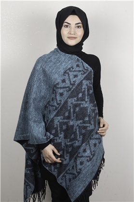 Geniş Omuz Şalı 5220-93 Turkuaz