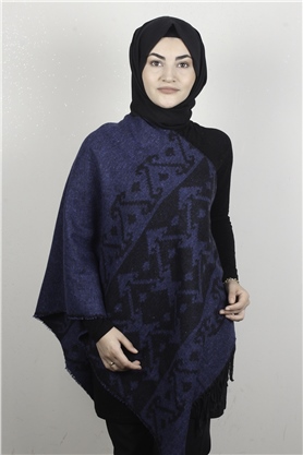 Geniş Omuz Şalı 5220-94 Saks Mavisi