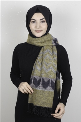 Geniş Omuz Şalı 5220-96 Sarı