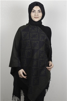 Geniş Omuz Şalı 5220-97 Haki