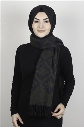 Geniş Omuz Şalı 5220-97 Haki
