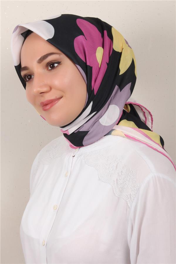 Gloria Eşarp 3086-2 Siyah-Pembe