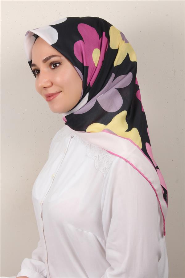 Gloria Eşarp 3086-2 Siyah-Pembe