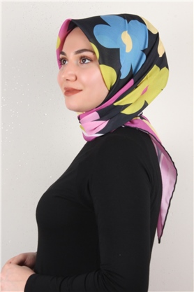 Gloria Eşarp 3086-6 Siyah-Pembe