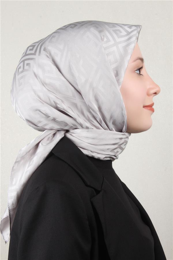Golden Jakar Eşarp Grift Desen 4118-12 Gümüş
