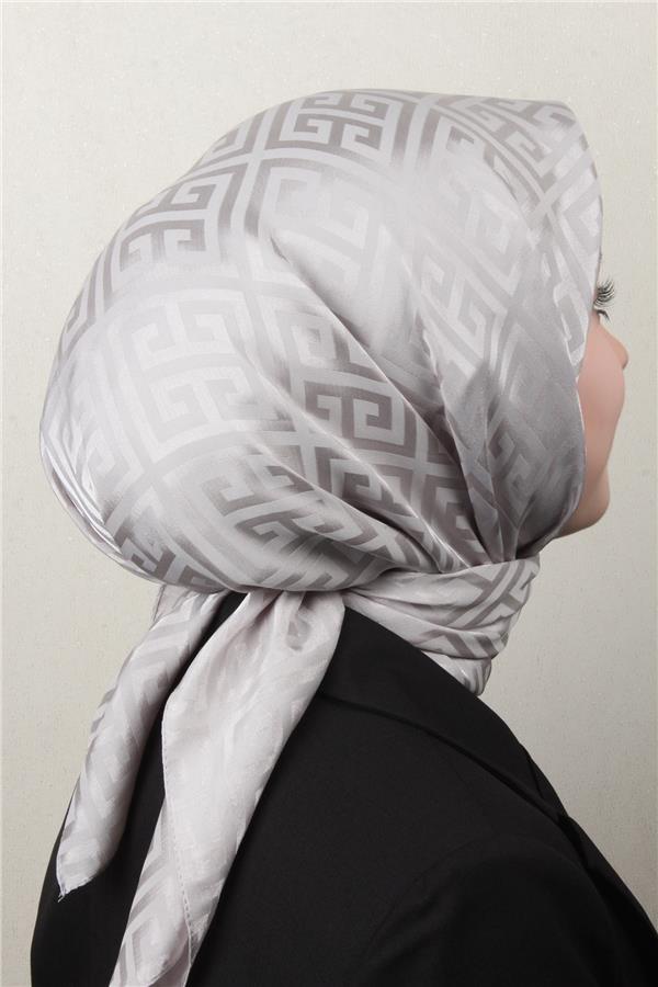 Golden Jakar Eşarp Grift Desen 4118-12 Gümüş