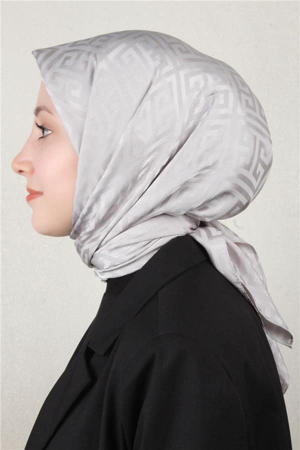 Golden Jakar Eşarp Grift Desen 4118-12 Gümüş