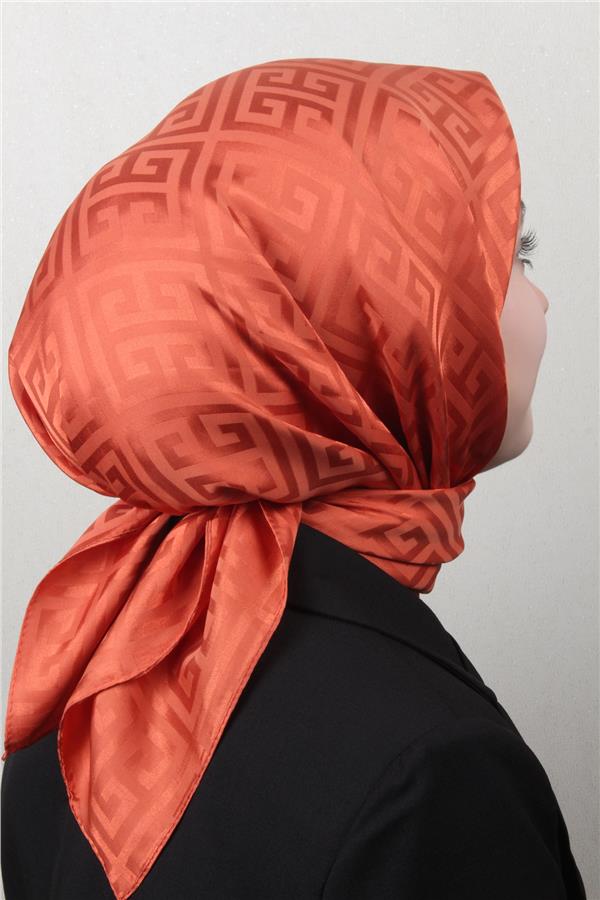 Golden Jakar Eşarp Grift Desen 4118-13 Kiremit