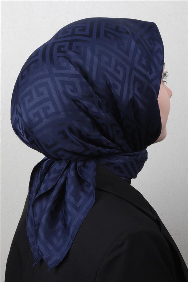 Golden Jakar Eşarp Grift Desen 4118-7 Lacivert