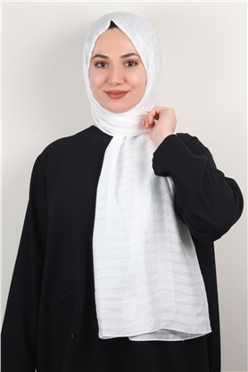 İnce Kareli Şal 2580-29 Kırık Beyaz