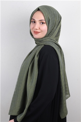 İnce Kareli Şal 2580-30 Haki