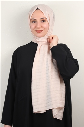 İnce Kareli Şal 2580-35 Açık Pudra