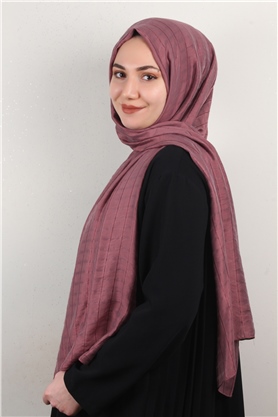 İnce Kareli Şal 2580-47 Gül Kurusu