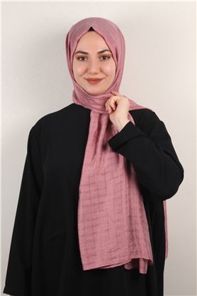 İnce Kareli Şal 2580-51 Koyu Pembe