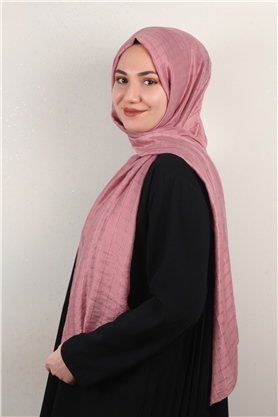 İnce Kareli Şal 2580-51 Koyu Pembe