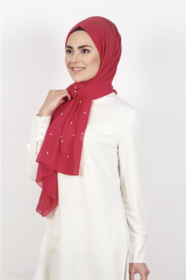 İncili Krep Şal 2810-16 Nar Çiçeği