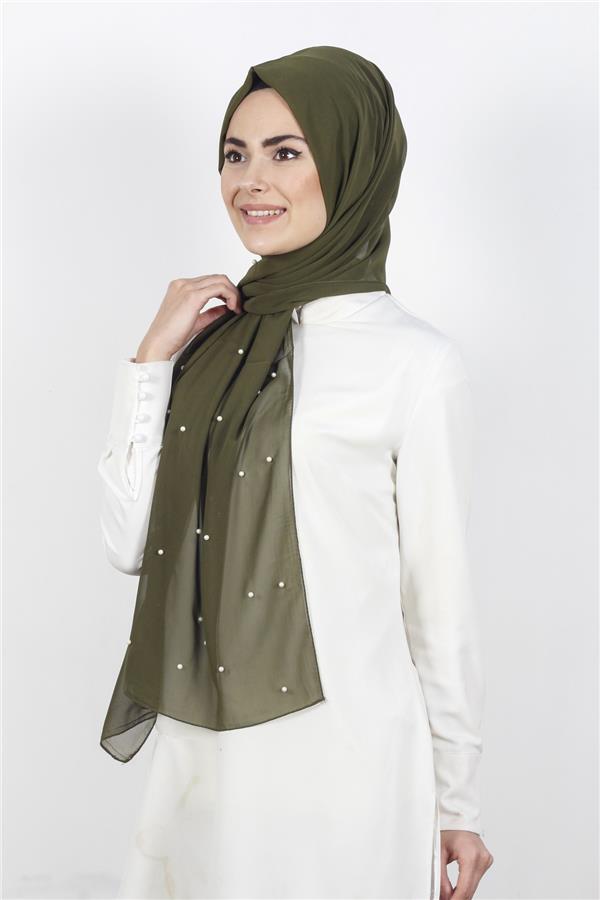 İncili Krep Şal 2810-17 Haki