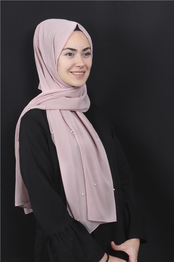 İncili Krep Şal 2810-18 Toz Pembe