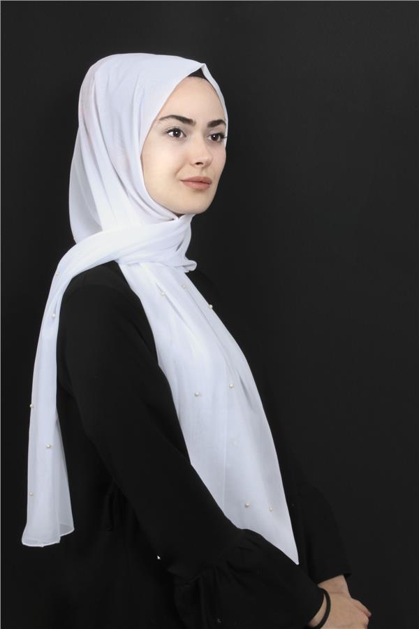 İncili Krep Şal 2810-21 Kırık Beyaz