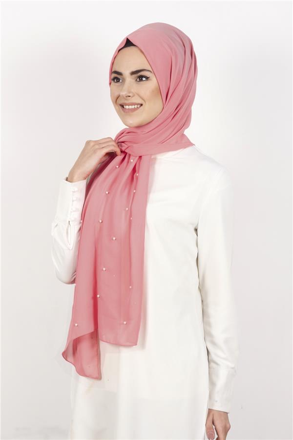 İncili Krep Şal 2810-22 Pastel Pembe