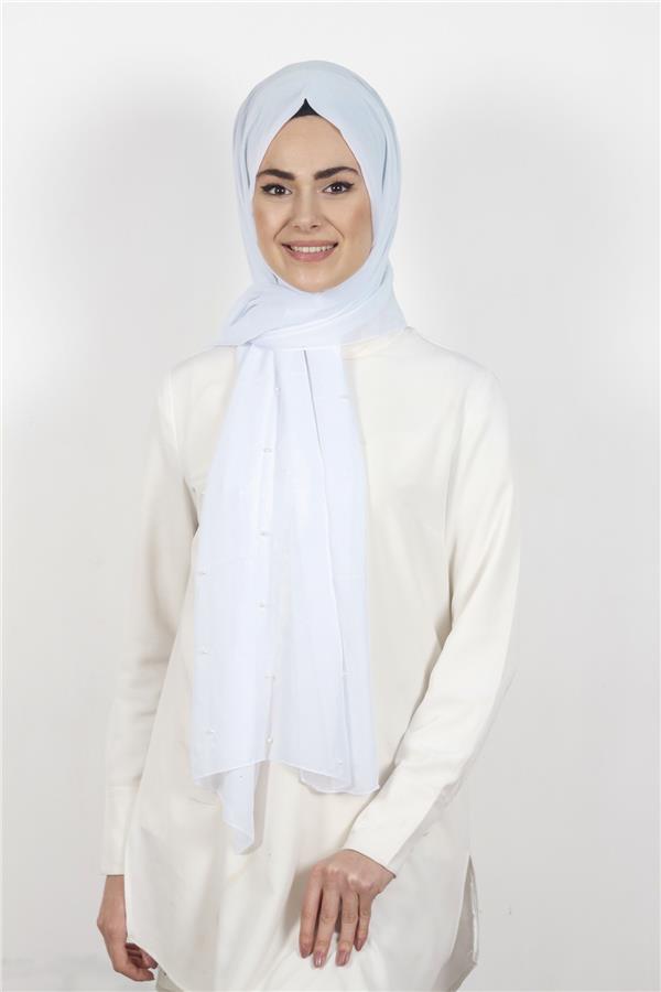 İncili Krep Şal 2810-3 Beyaz