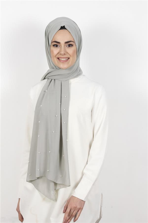 İncili Krep Şal 2810-7 Gri