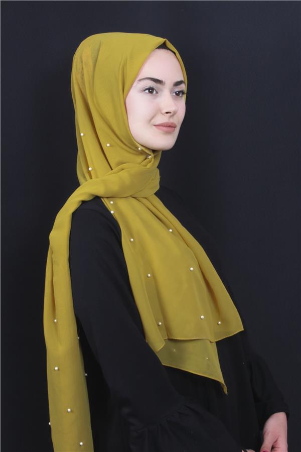 İncili Krep Şal 2810-9 Sarı