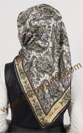 İndirimli Twill İpek Eşarp 1401-7