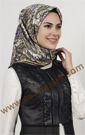 İndirimli Twill İpek Eşarp 1401-7
