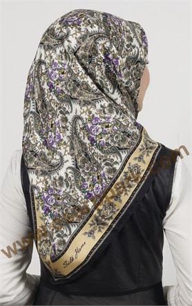 İndirimli Twill İpek Eşarp 1401-7