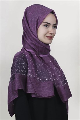 İpekli Taşlı Tül Şal 1067-48 Mürdüm